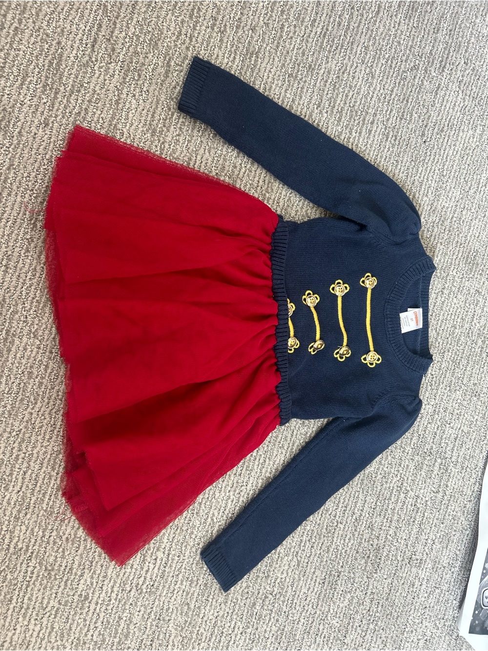 Gymboree Navy & Red Tulle Dress with Gold Accents
